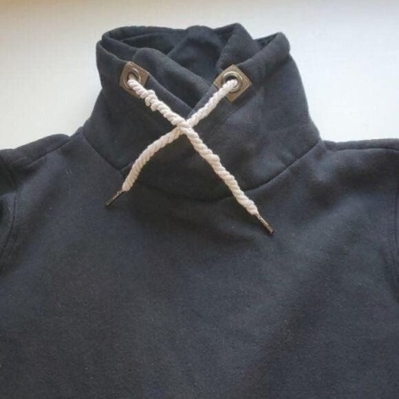 Lee Han Ton Sz. M Black Pullover Kangaroo Pockets Cinched Neck Sweatshirt - Picture 2 of 10